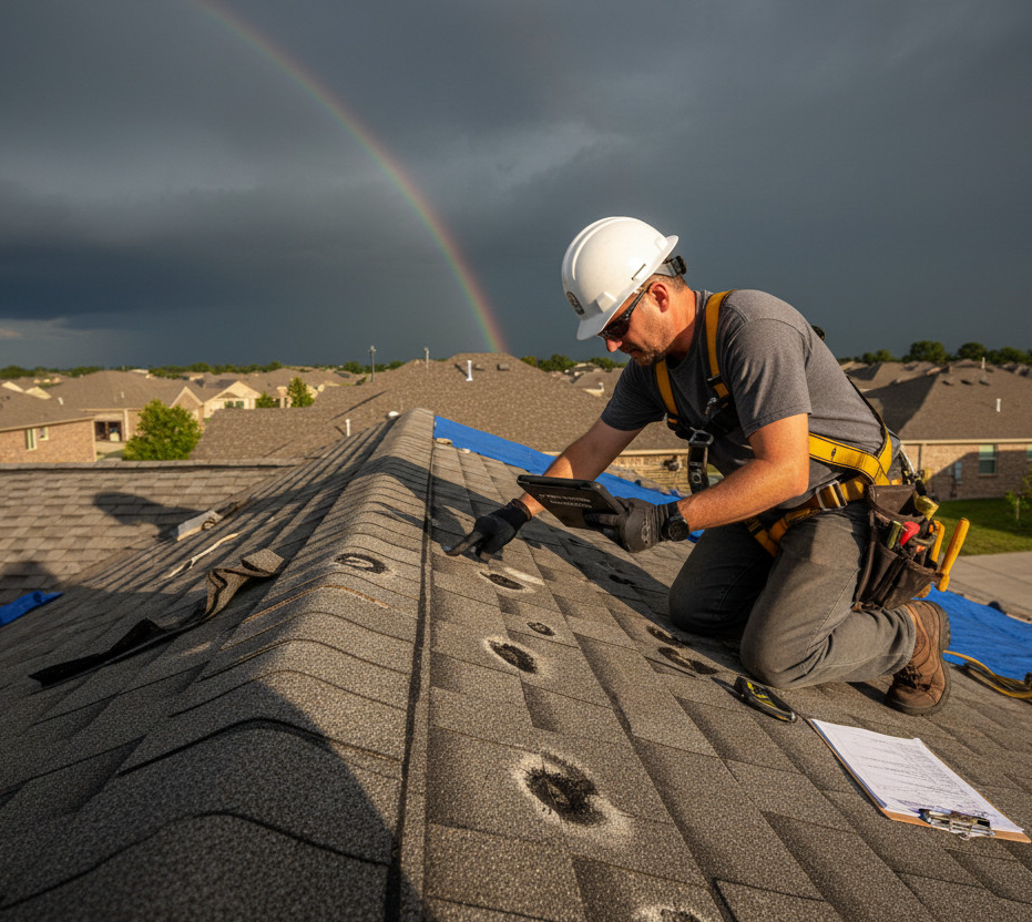 Emergency roof repair after a storm