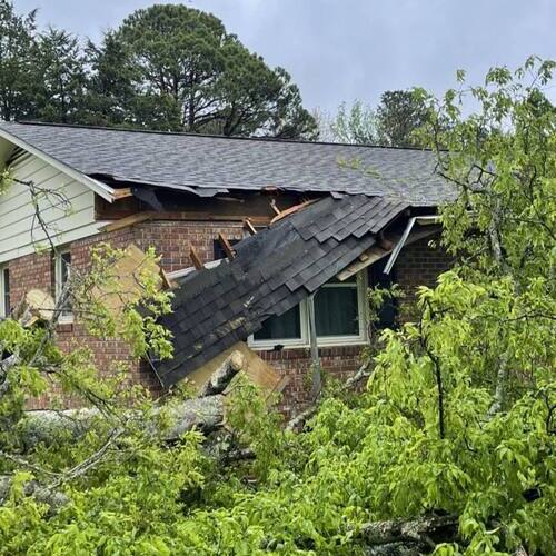 Roof storm damage